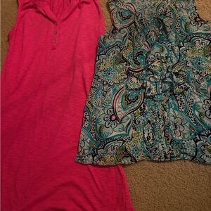Lilly Pulitzer Vibrant Pink dress and Lilly Pulitzer Blue Paisley Shirt